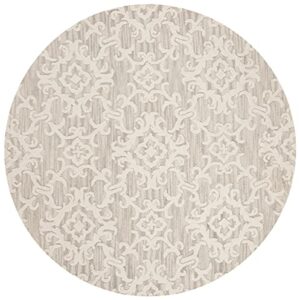 SAFAVIEH Blossom Collection 6' Round Grey/Ivory BLM104A Handmade Premium Wool Area Rug