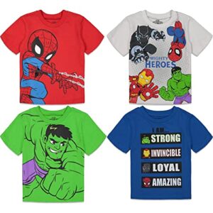 marvel avengers super hero adventures spider-man hulk iron man toddler boys 4 pack graphic t-shirts 5t