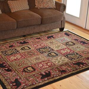 Rustic Lodge Persian Black 8x10 Area Rug, 7'10x9'10