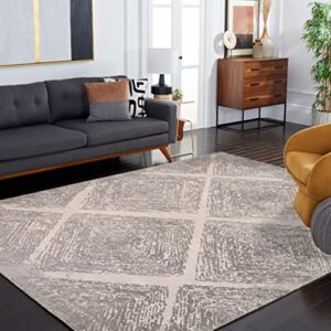 SAFAVIEH Meadow Collection 9' x 12' Taupe MDW344E Modern Abstract Area Rug