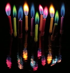 amazing colorflame multicolor happy birthday candles and holders (12 count)