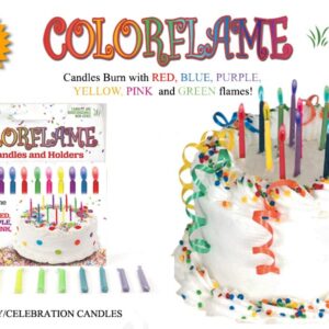 Amazing Colorflame Multicolor Happy Birthday Candles And Holders (12 Count)