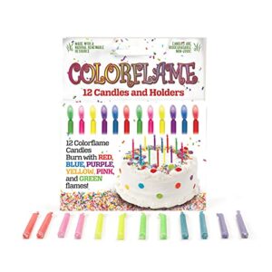 Amazing Colorflame Multicolor Happy Birthday Candles And Holders (12 Count)