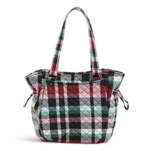 vera bradley women’s cotton glenna satchel purse, ribbons plaid – recycled cotton, one size