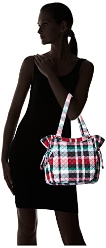 Vera Bradley Women's Cotton Glenna Satchel Purse, Ribbons Plaid - Recycled Cotton, One Size