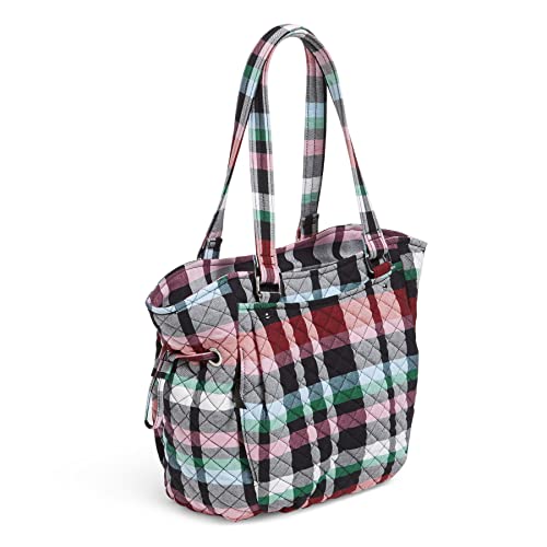 Vera Bradley Women's Cotton Glenna Satchel Purse, Ribbons Plaid - Recycled Cotton, One Size