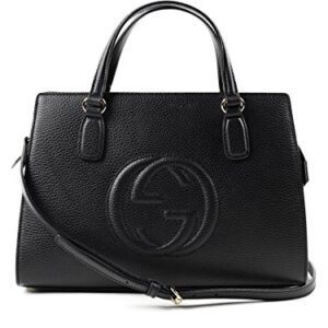 Gucci Soho Leather Satchel tote Structured Black Shoulder Bag New