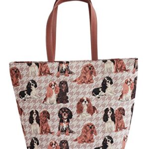 Signare Tapestry Shoulder Bag Tote Bag for Women with Cavalier King Charles Spaniel Dog Design (SHOU-KGCS)