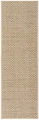 Safavieh Natural Fiber Collection 2'6" x 8' Beige NF118A Border Basketweave Seagrass Runner Rug