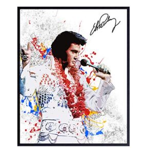 elvis las vegas wall art decor – bedroom, bar, family or living room, home, apartment or office decoration poster print – fab gift for country music or graceland fans – 8×10 unframed picture