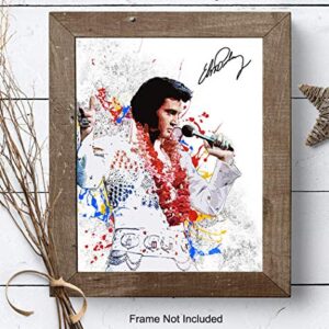 Elvis Las Vegas Wall Art Decor - Bedroom, Bar, Family or Living Room, Home, Apartment or Office Decoration Poster Print - Fab Gift for Country Music or Graceland Fans - 8x10 Unframed Picture