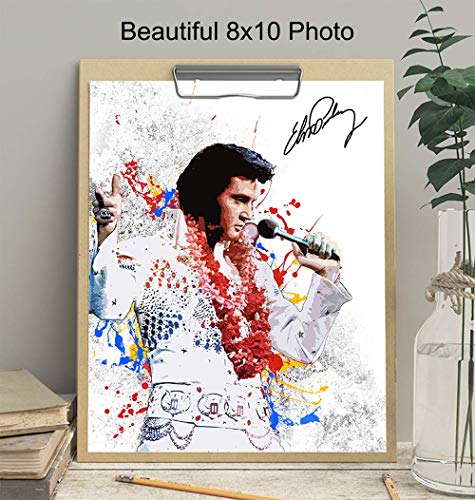 Elvis Las Vegas Wall Art Decor - Bedroom, Bar, Family or Living Room, Home, Apartment or Office Decoration Poster Print - Fab Gift for Country Music or Graceland Fans - 8x10 Unframed Picture