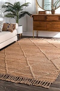 nuloom arienne braided tassel jute area rug, 5′ x 8′, natural