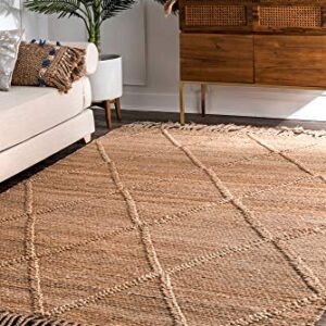 nuLOOM Arienne Braided Tassel Jute Area Rug, 5' x 8', Natural