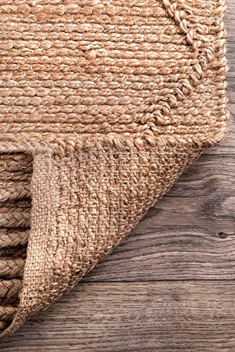 nuLOOM Arienne Braided Tassel Jute Area Rug, 5' x 8', Natural