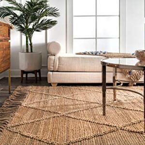 nuLOOM Arienne Braided Tassel Jute Area Rug, 5' x 8', Natural