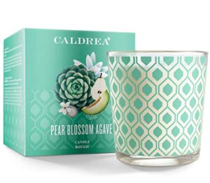 caldrea scented candle, made with essential oils and other thoughtfully chosen ingredients, 45 hour burn time, pear blossom agave scent, 8.1 oz