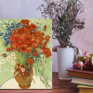 Wieco Art Abstract HD Red Poppies and Daisies Canvas Prints Wall Art of Van Gogh Famous Floral Oil Paintings Reproduction Classic Flowers Pictures Artwork on for Home Office Decorations Wall Decor