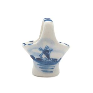 essence of europe gifts e.h.g miniature ceramic delft blue basket (1.5″)