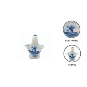 Essence of Europe Gifts E.H.G Miniature Ceramic Delft Blue Basket (1.5")