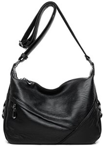 covelin women’s retro sling shoulder bag from, leather crossbody tote handbag black