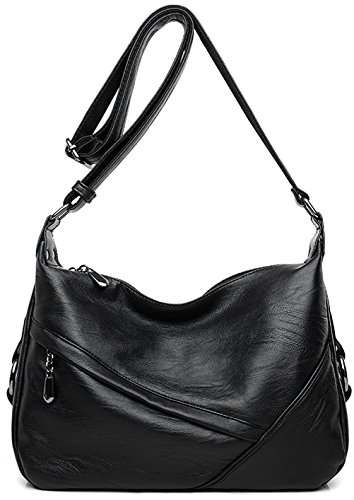 Covelin Women's Retro Sling Shoulder Bag from, Leather Crossbody Tote Handbag Black