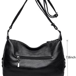 Covelin Women's Retro Sling Shoulder Bag from, Leather Crossbody Tote Handbag Black