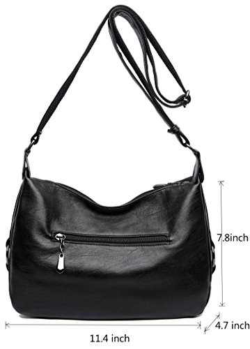 Covelin Women's Retro Sling Shoulder Bag from, Leather Crossbody Tote Handbag Black