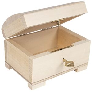 creative deco small wooden jewelry box | lockable storage box with lock & key | 4.17 x 2.95 x 2.95 in | plain, unpainted & unfinished | keepsake trinket treasure chest