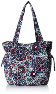 vera bradley women’s cotton glenna satchel purse, stained glass medallion – recycled cotton, one size