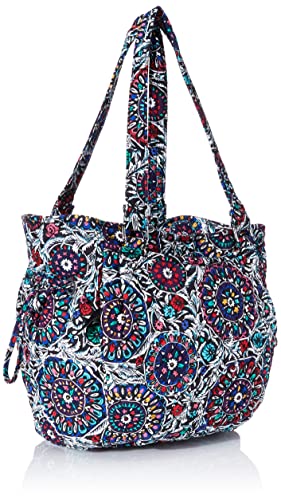 Vera Bradley Women's Cotton Glenna Satchel Purse, Stained Glass Medallion - Recycled Cotton, One Size