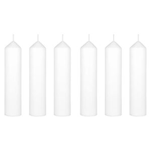 mega candles 6 pcs unscented white dome top round pillar candle, economical one time use event wax candles 2 inch x 9 inch, wedding receptions, birthdays, parties, celebrations, florists & churches
