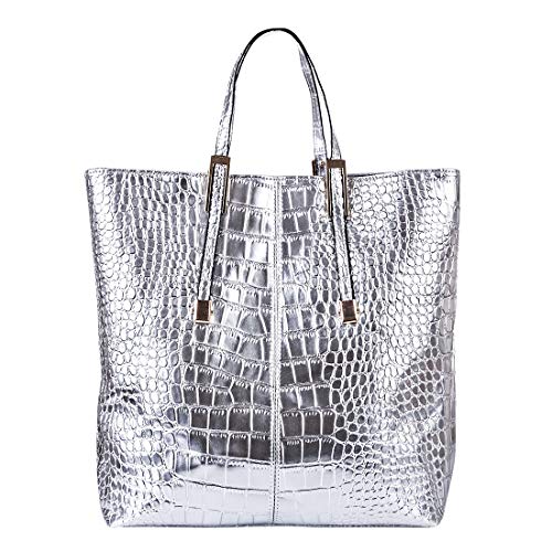 Women Stylish 3 Piece Bag Set,BBDI Alligator Pattern Lash Package PU Leather Shoulder Tote Purse Bag - Silver