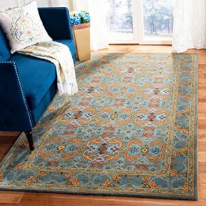 safavieh heritage collection 8′ x 10′ sage / blue hg741w handmade traditional oriental premium wool area rug