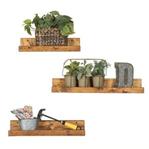 Del Hutson Designs Rustic Luxe Floating Shelves, USA Handmade, Pine Wood, Set of 3 (Walnut)