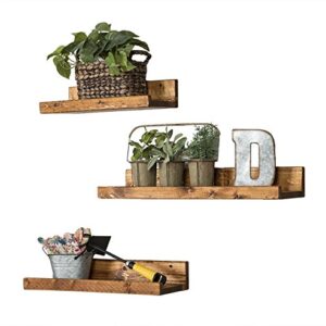 Del Hutson Designs Rustic Luxe Floating Shelves, USA Handmade, Pine Wood, Set of 3 (Walnut)