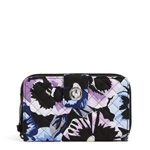 vera bradley women’s cotton turnlock wallet with rfid protection, plum pansies – recycled cotton, one size