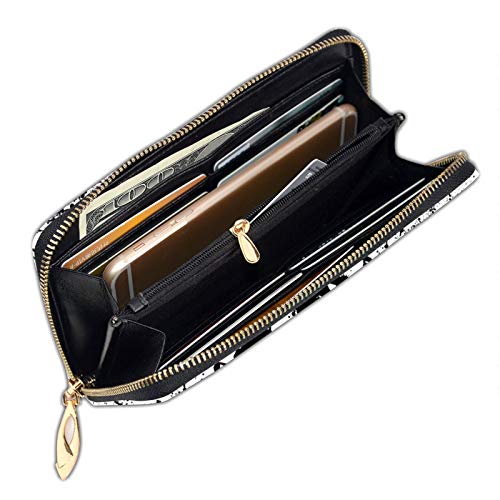 Women Halloween Zip Around Wallet Clutch large Travel Purse Genuine Leather Wallet