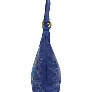 Anuschka Hand Painted Women's Genuine Leather Medium Top Zip Hobo - Garden of Delights