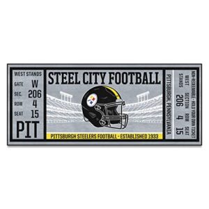 fanmats 23134 pittsburgh steelers ticket design runner rug – 30in. x 72in. | sports fan area rug, home decor rug and tailgating mat