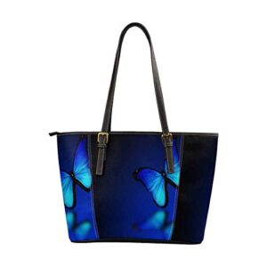 interestprint morpho blue butterfly women’s stylish tote bag travel shoulder bag