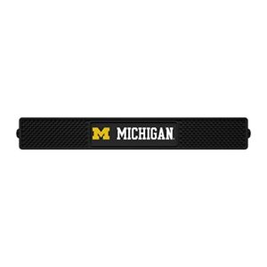 FANMATS 14019 Michigan Wolverines Drink Bar Mat - 3.25in. x 24in. - Durable Dish Drying Mat, Easy Clean, Counter Mat