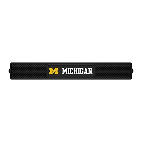 FANMATS 14019 Michigan Wolverines Drink Bar Mat - 3.25in. x 24in. - Durable Dish Drying Mat, Easy Clean, Counter Mat