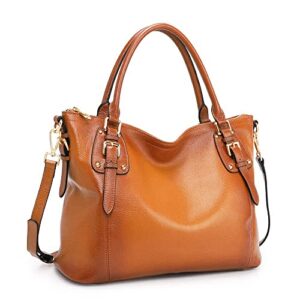 Kattee Women's Genuine Leather Handbags Shoulder Tote Organizer Top Handles Crossbody Bag Satchel Designer Purse Large Capacity (X-Large, Sorrel)
