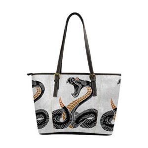 interestprint viper snake handbag tote shoulder bag, top handle satchel bag