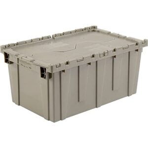 global industrial distribution container with hinged lid, 27-3/16×16-5/8×12-1/2, gray
