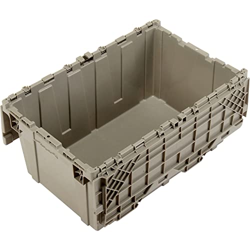Global Industrial Distribution Container With Hinged Lid, 27-3/16x16-5/8x12-1/2, Gray