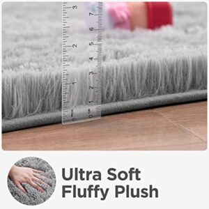 LOCHAS Ultra Soft Indoor Modern Area Rugs Fluffy Living Room Carpets for Children Bedroom Home Decor Nursery Rug 4x5.3 Feet, Gray