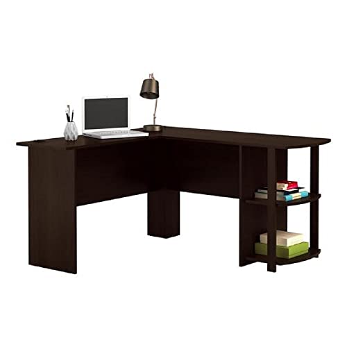 Ameriwood Home Dakota L-Shaped Desk with Bookshelves, Espresso