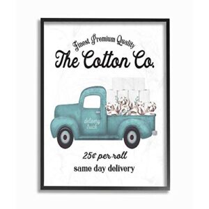 stupell industries toilet paper cotton co delivery truck bathroom word, design by artist lettered and lined wall art, 11 x 1. 5 x 14 inch, black framed